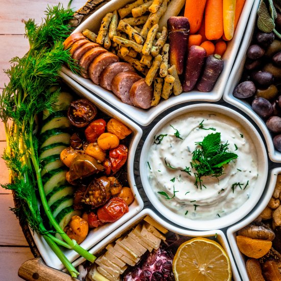 Veggie & Cheese Board with Tzatziki