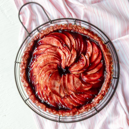 vegan raspberry glazed apple tart