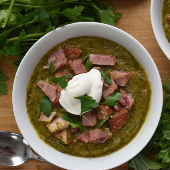 Squash & Kale Soup with Smoked Ham