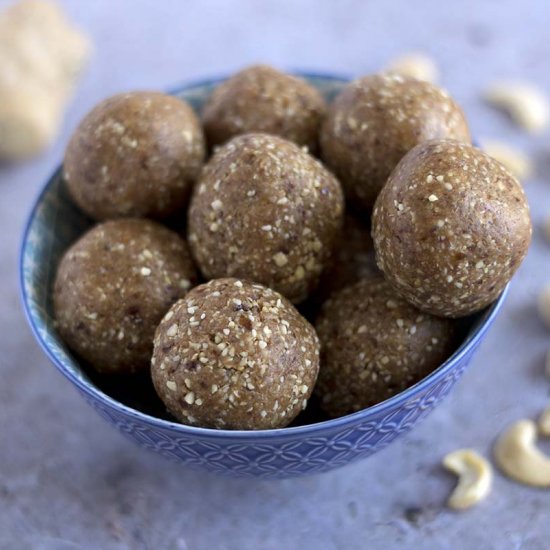 Cashew ginger vegan energy balls