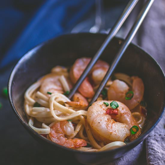 Spicy Coconut Shrimp with Udon Noodle