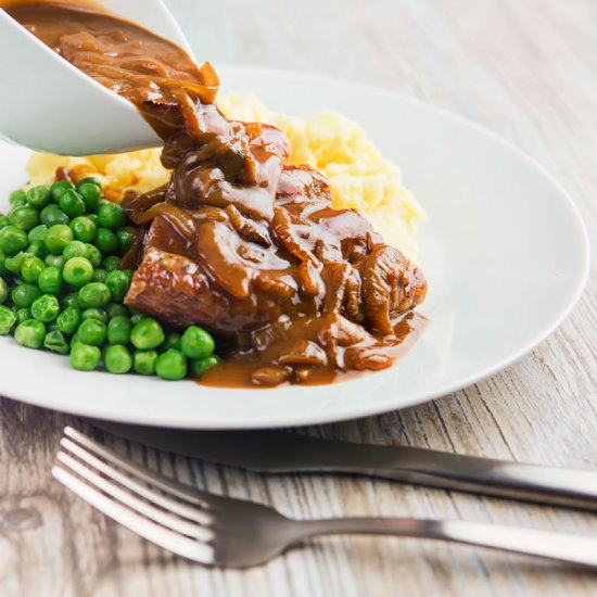 Cumberland Sausage with Onion Gravy