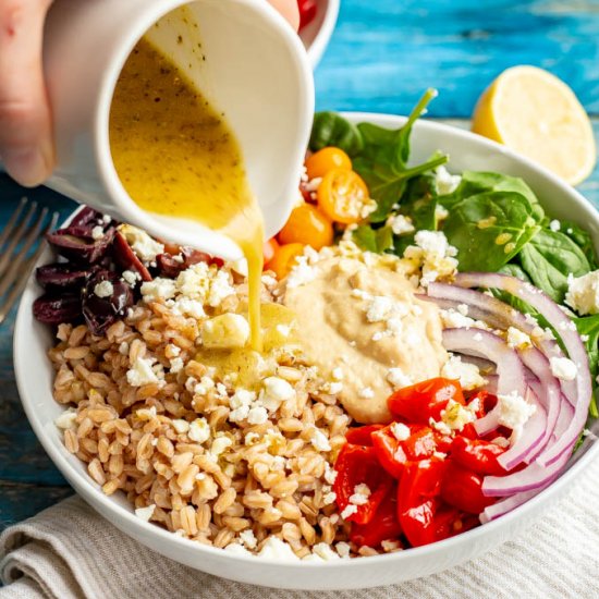 Vegetarian Greek grain bowls