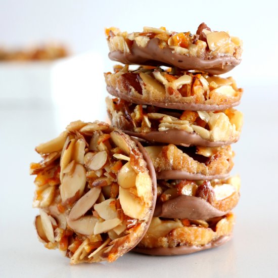 Chocolate Dipped Almond Florentines