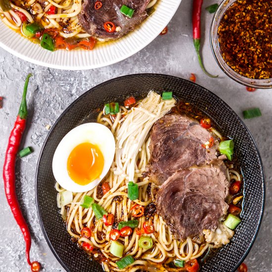 Spicy Beef Chashu Ramen Noodles