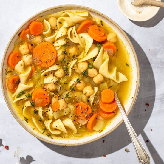 Vegetarian Chickpea Noodle Soup