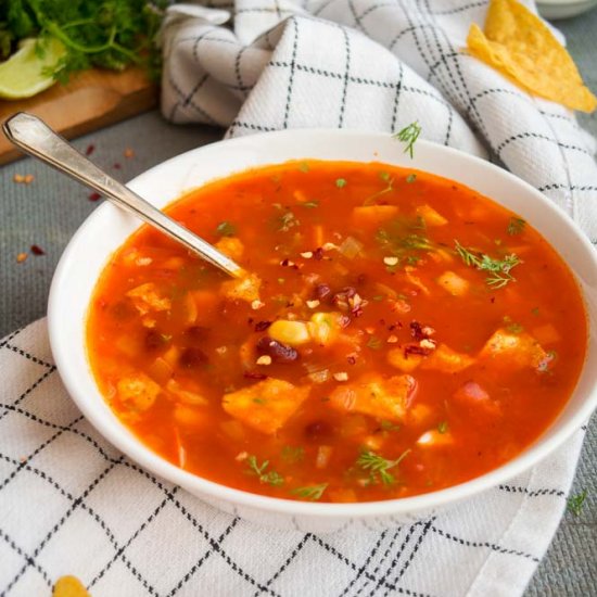 Black bean vegetarian tortilla soup