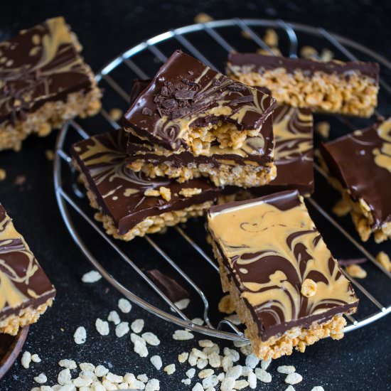 chocolate peanut butter crispy bars