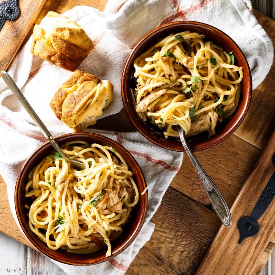 Crockpot Chicken Spaghetti