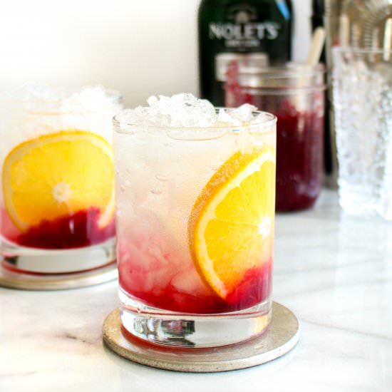 Cranberry Orange Gin Fizz Cocktail