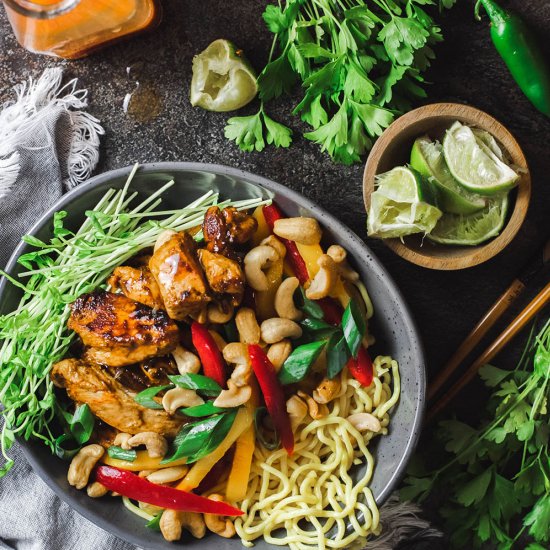 Mango Sriracha Chicken Noodle Bowl