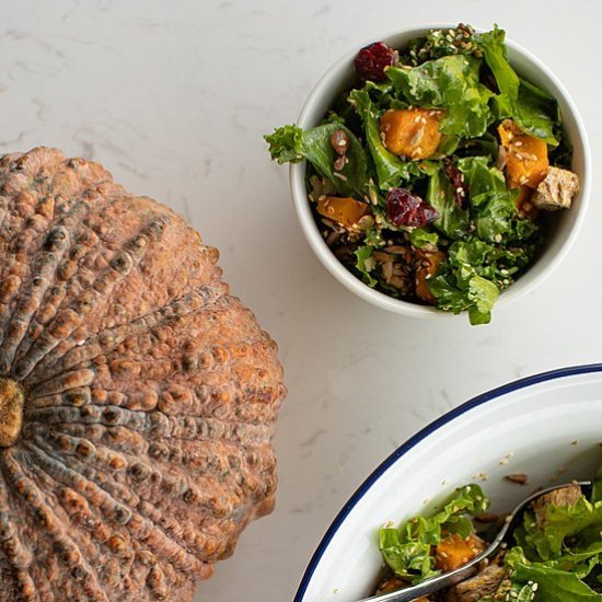 Kale Salad with Roasted Pumpkin