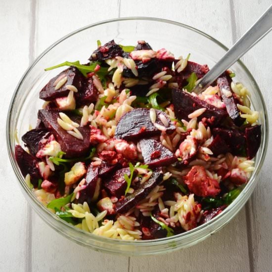 Baked Beetroot + Feta Pasta Salad