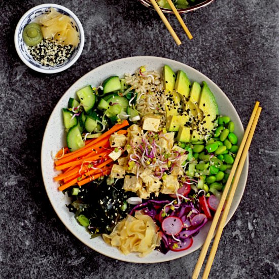 Wasabi Ginger Tofu Poké Bowls