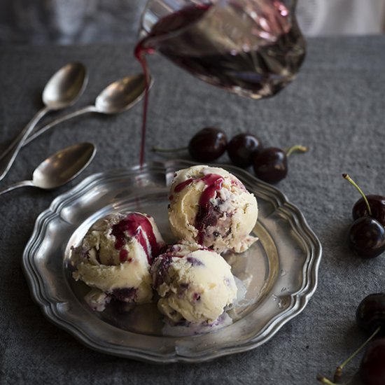 Cherry ripple ice cream