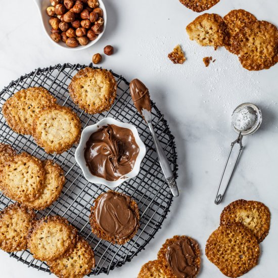 Chocolate Hazelnut Lace Cookies