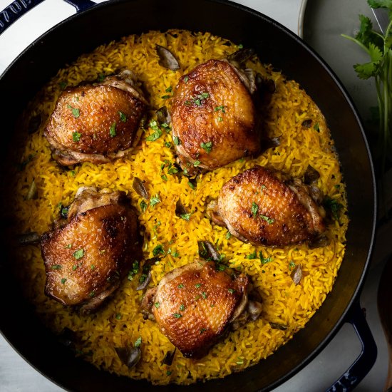 One Pan Chicken and Turmeric Rice