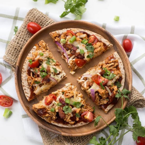 20-Minute BBQ Chicken Pita Pizza