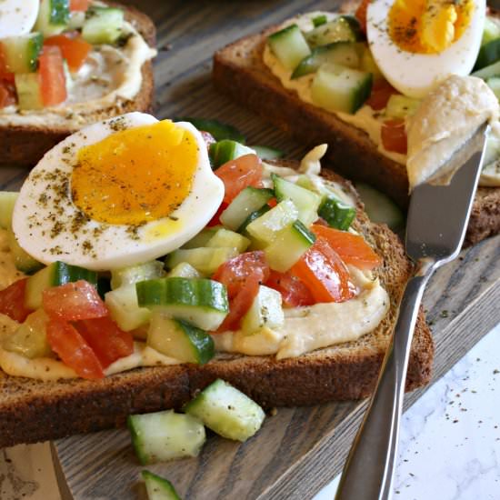 Hummus Toast with Jammy Eggs