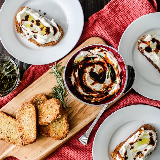 whipped ricotta with pomegranate