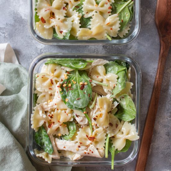 Cold Chicken Spinach Pasta Salad