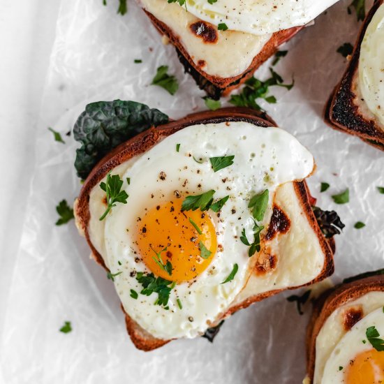 Gluten Free Kale Croque Madame Gril