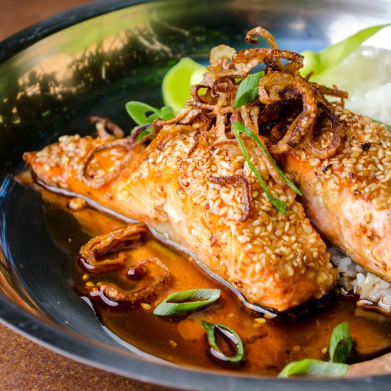 Sesame Salmon with Maple Soy Glaze