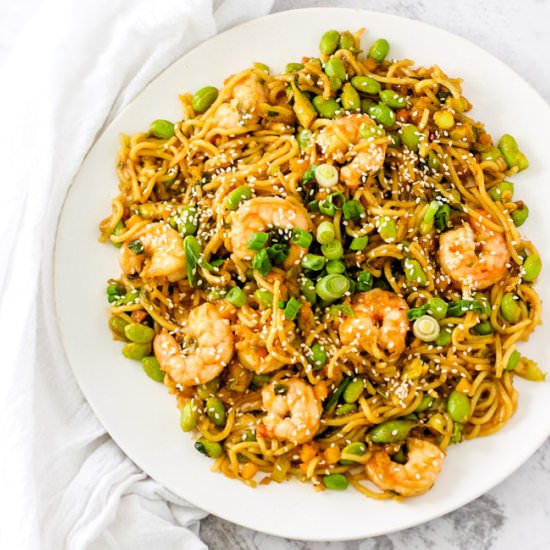 General Tso’s Noodles & Shrimp