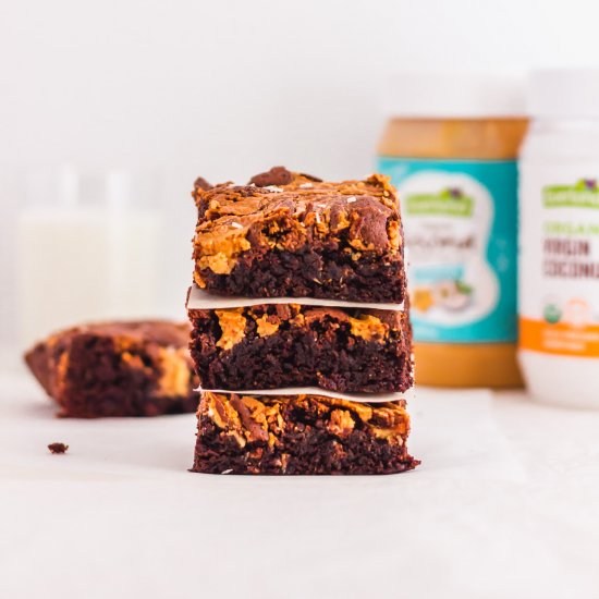 Coconut PB Chocolate Brownies