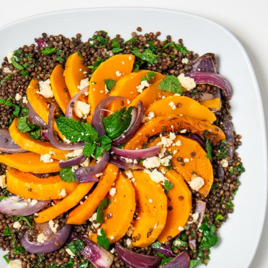 Butternut Squash with Lentils