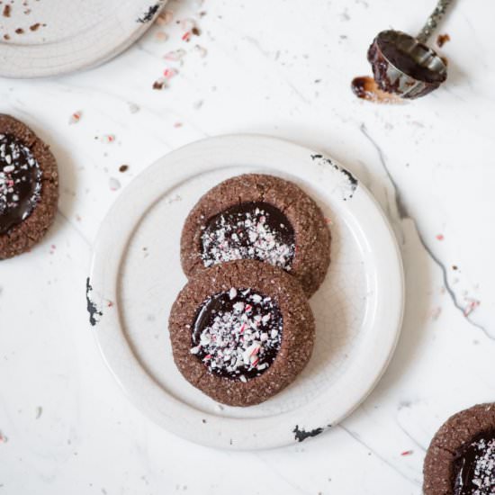 Chocolate Mint Thumbprint Cookies