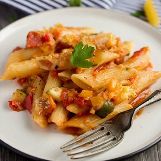 Easy One Pot Vegetable Pasta Bake