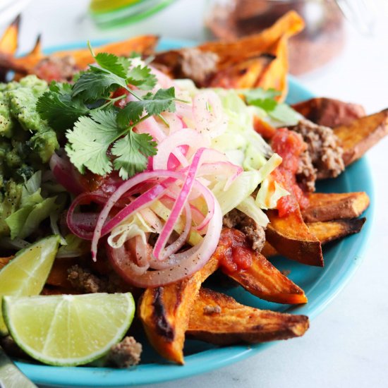 Loaded Taco Sweet Potato Wedges