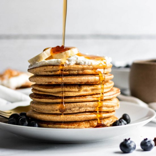 Banana Oat Blender Pancakes