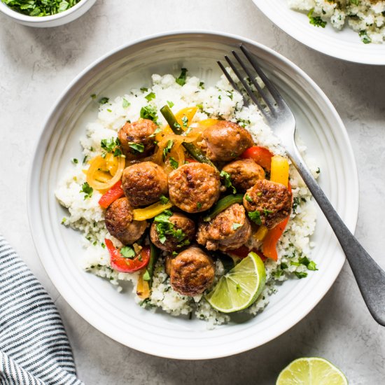 Healthy Turkey Fajita Rice Bowls