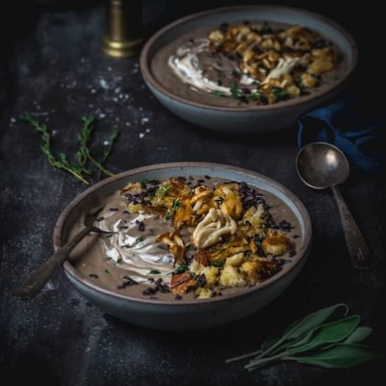 Creamy Mushroom Soup with Wild Rice