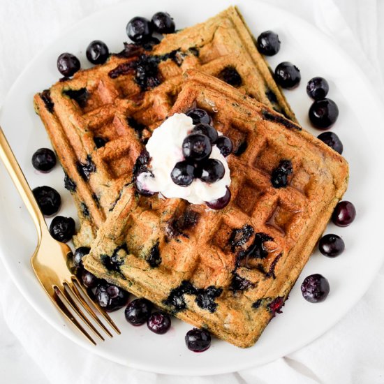 Vegan Buttermilk Blueberry Waffles