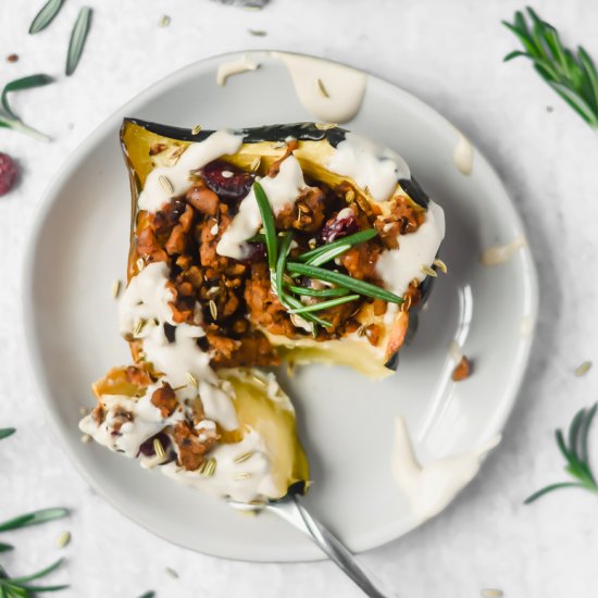 Vegan Sausage Stuffed Acorn Squash