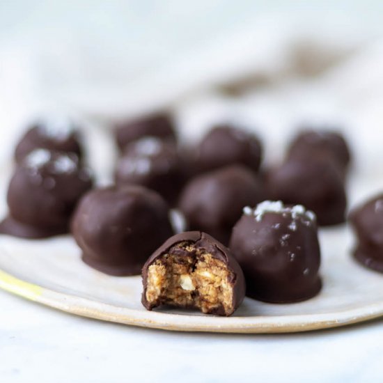 Almond, Tahini, Chocolate Truffles