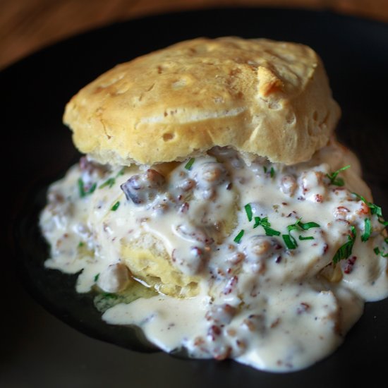 Sausage Gravy and Biscuits