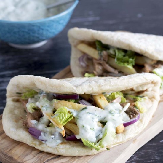 Vegan jackfruit gyros