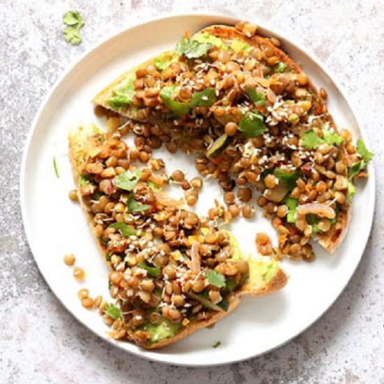 Sprouted Lentil Avocado Toast