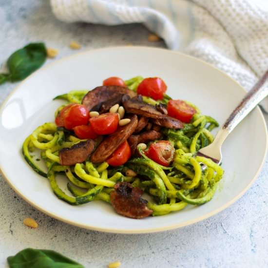 Vegan Pesto Zoodles- Whole30, Paleo