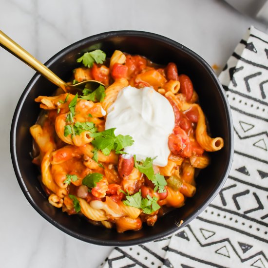 1 Skillet Taco Chili Mac + Cheese