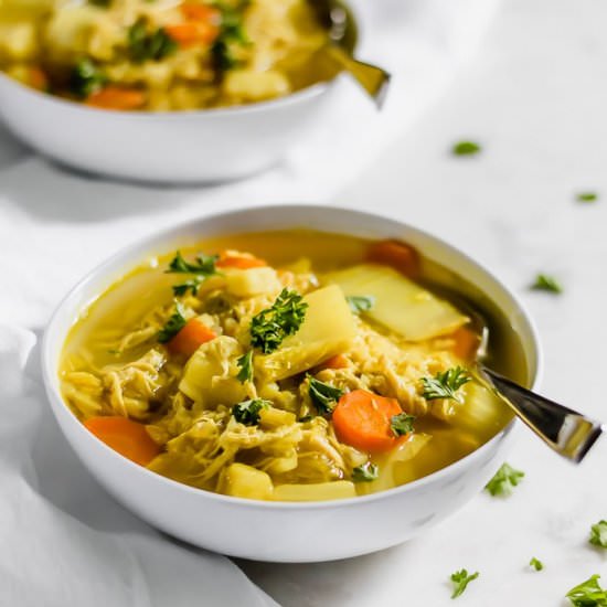 Chicken, “Rice” & Vegetable Soup