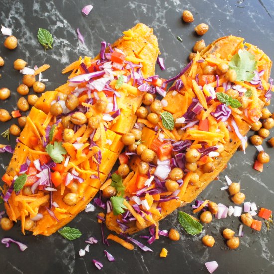 Roasted Sweet Potato with Chickpeas