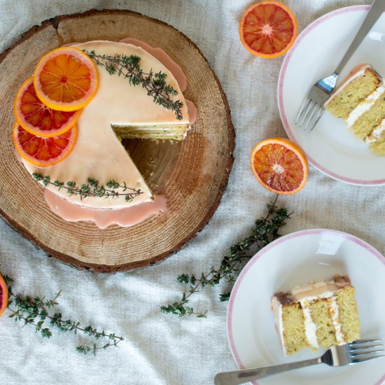 Blood Orange, Almond And Thyme Cake