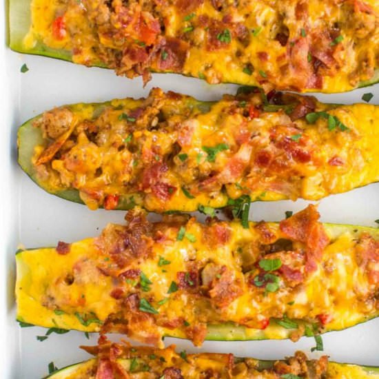 Chicken Bacon Ranch Zucchini Boats