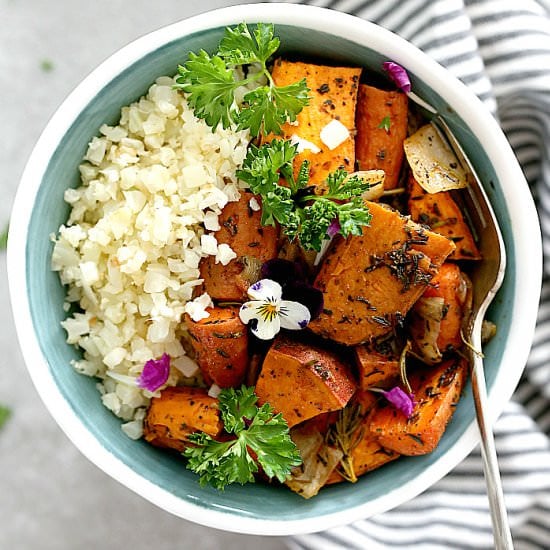 Savory Roasted Sweet Potatoes Bowl