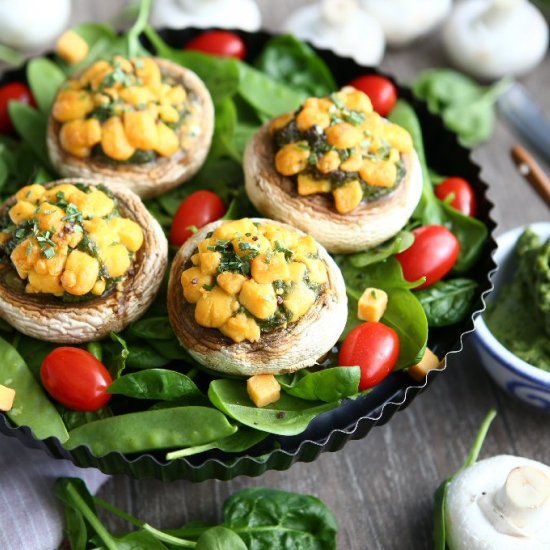 Spinach Pesto Stuffed Mushrooms